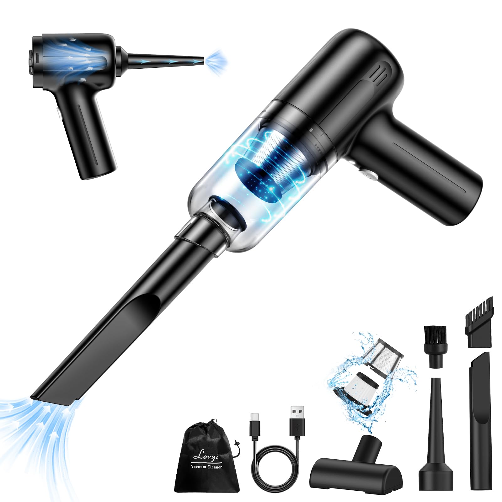 Powerful 3-in-1 Vacuum Cleaner for Car & Home – Compact, Cordless, Wet & Dry, Blower Function, Mini & Portable for Sofa, Dust, and Deep Cleaning (Vaccum Cleaner)