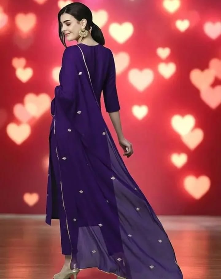 Elegant Embroidered Kurta Set with Dupatta | Premium Festive Wear Suit | Pink & Blue Color Options