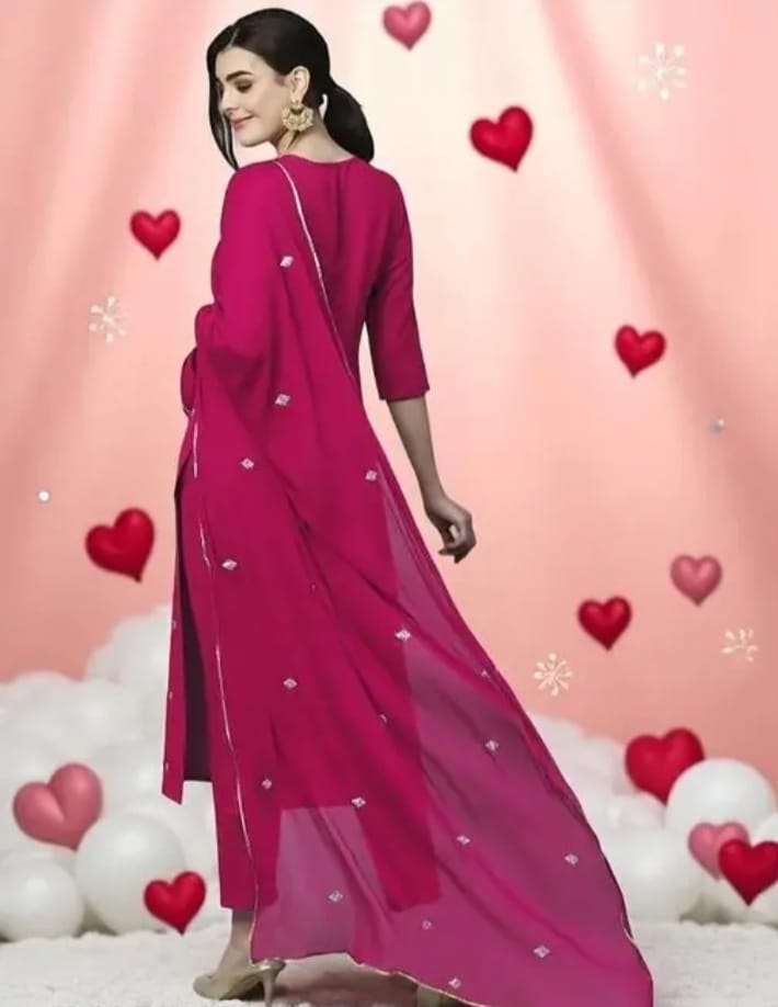 Elegant Embroidered Kurta Set with Dupatta | Premium Festive Wear Suit | Pink & Blue Color Options