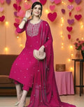 Elegant Embroidered Kurta Set with Dupatta | Premium Festive Wear Suit | Pink & Blue Color Options
